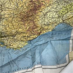 WWII British Parachute Regiment Escape and Evasion Silk Map, covering 'Zones of France', second edition H51cm