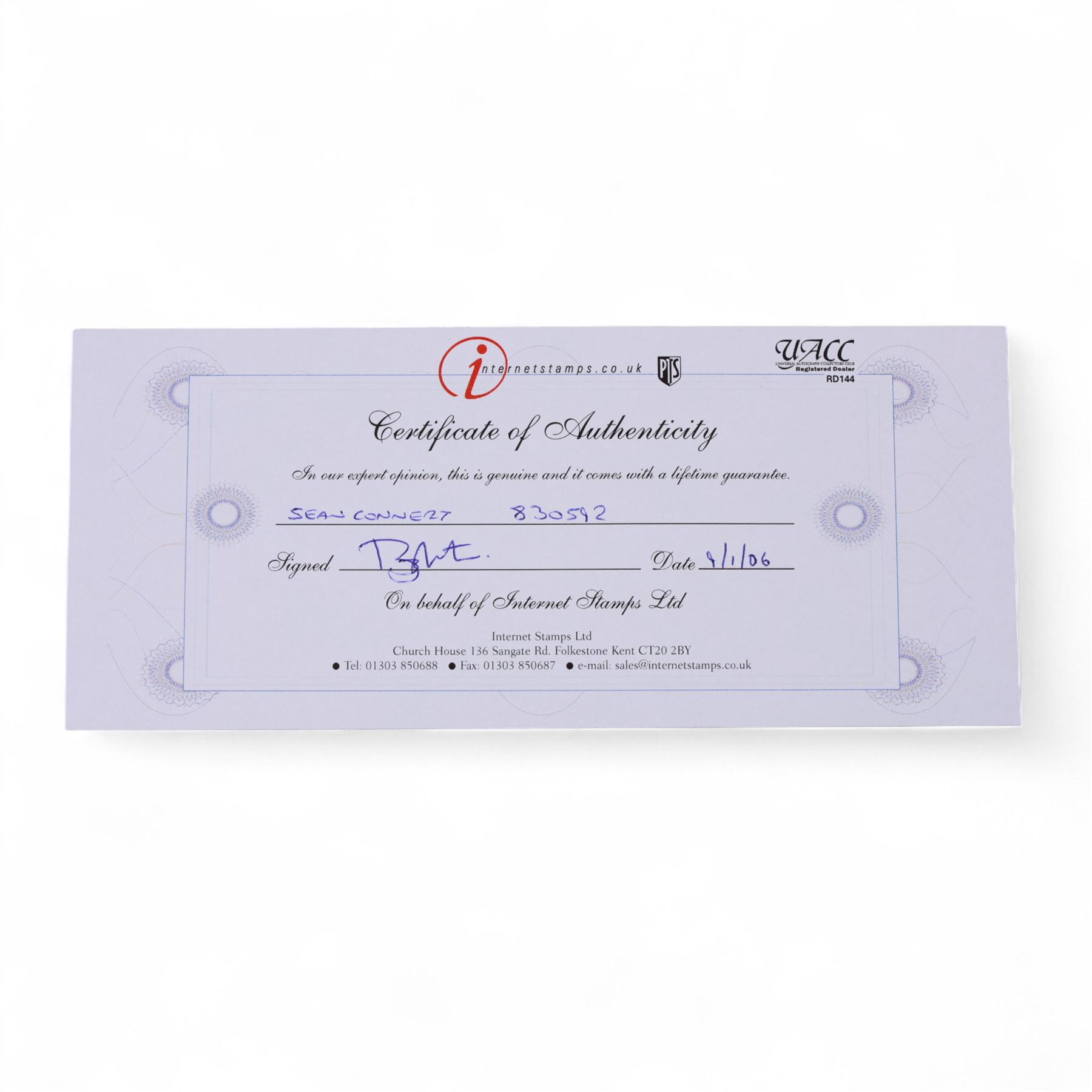 Sean Connery signed 5 x 3.5