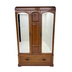 Edwardian walnut double wardrobe, fitted