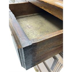 Early 20th century mahogany twin pedestal desk, fitted with nine drawers, on ball and claw carved cabriole feet