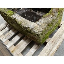 Large 19th century weathered rectangular stone trough