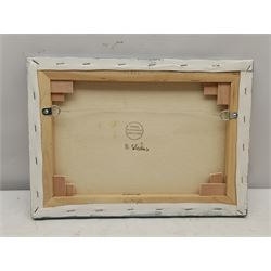 Barry Stokes (Northern British Contemporary): 'Pottery Factory', oil on canvas signed 25cm x 35cm