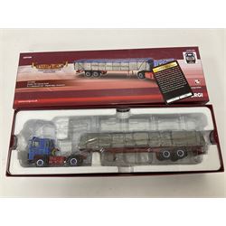 Corgi - Hauliers of Renown, three 1:50 scale models comprising CC14020 Volvo FH Curtainside - McMullan Transport Balleymoney, Co. Antrim, Northern Ireland no.820/1750; CC15006 Iveco Stralis Fridge Curtainside P. Harper & Sons Ltd - Ramsey, Cambridge, no.987/1000; CC15303 Scania 141 Canvas Load R. T. Keedwell Ltd - Highbridge, Somerset no.876/1000; all boxed 