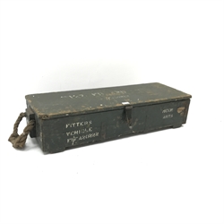 Pine military mechanics box with quantity of vintage woodworking tools, W98cm, H21cm, D39cm