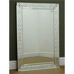  Venetian style rectangular bevel edge mirror, W61cm, H92cm  