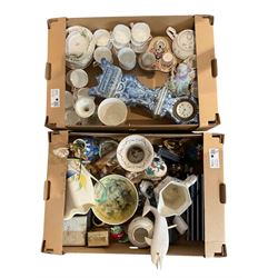 Mixed ceramics, to include a Susie Cooper jug, studio pottery dish, Delft clock, Coalport ...