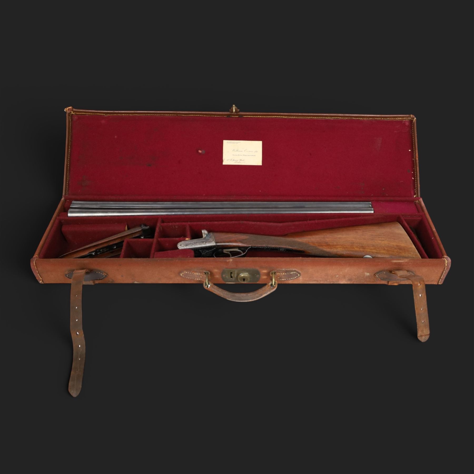 William Evans 12 bore double trigger boxlock ejector, side by side double barrel shotgun with 66cm (26