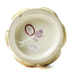 Late Victorian Royal Worcester bottle vase decorated with panels of flowers on a blush ivory ground, shape 859, date code 1894 H28cm