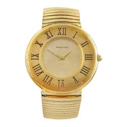 Bueche Girod slim 9ct gold quartz bracelet wristwatch, stamped 375