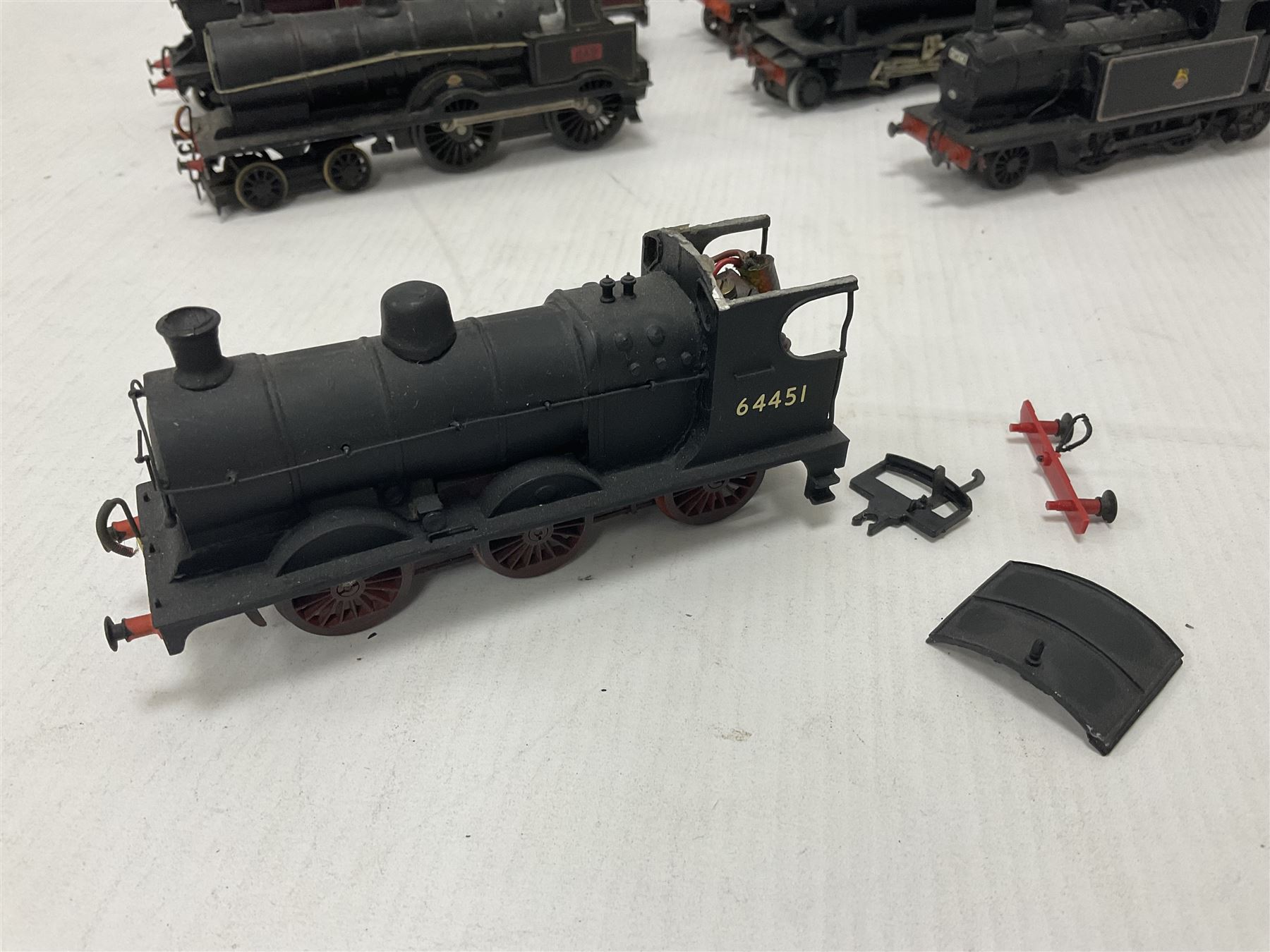 ‘00’ gauge - eight kit built steam locomotives, mostly for restoration comprising LNWR/LMS Whale G Class 0-8-0 no.49078 in BR black; Class J11 (Pom-Pom) 0-6-0 no.64451 in BR black; Class F4 2-4-2T no.67214 in BR black; Precursor Tank Whale ‘Dreadnought’ 4-4-0 no.659 in black; Class O2 2-8-0 no.63936 in BR black; Class A4 4-6-2T no.6978 in LNER crimson; Class C16 4-4-2T no.67489 in BR black; Class A6 4-6-2T no.69791 in BR black (8) 