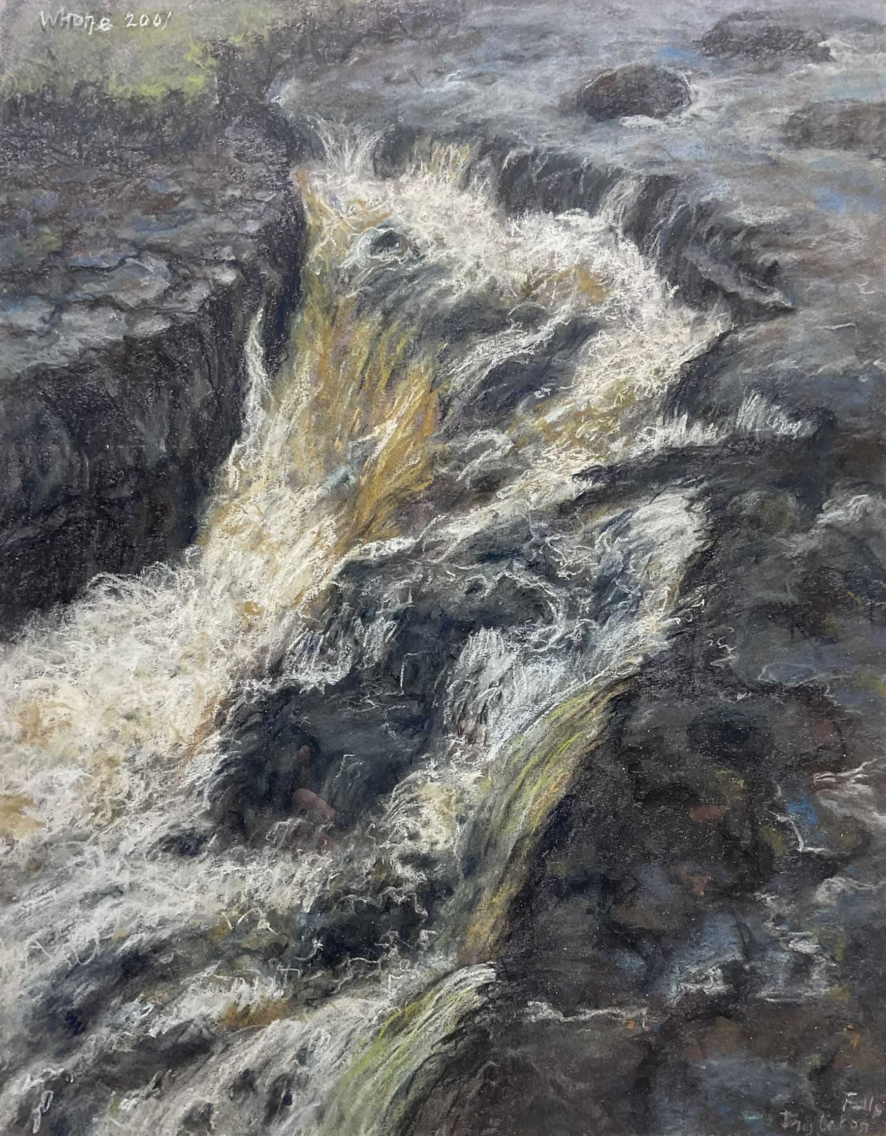 Herbert Whone (Northern British 1925-2011): 'Ingleton Falls', pastel signed titled and dated 2001, 62cm x 49cm