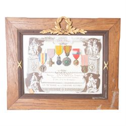WWI French Verdun/ Iftar Nishan medal group, Victory medal, Croix de Combatants, Medaillie...