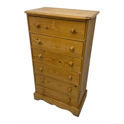 Solid pine six drawer chest