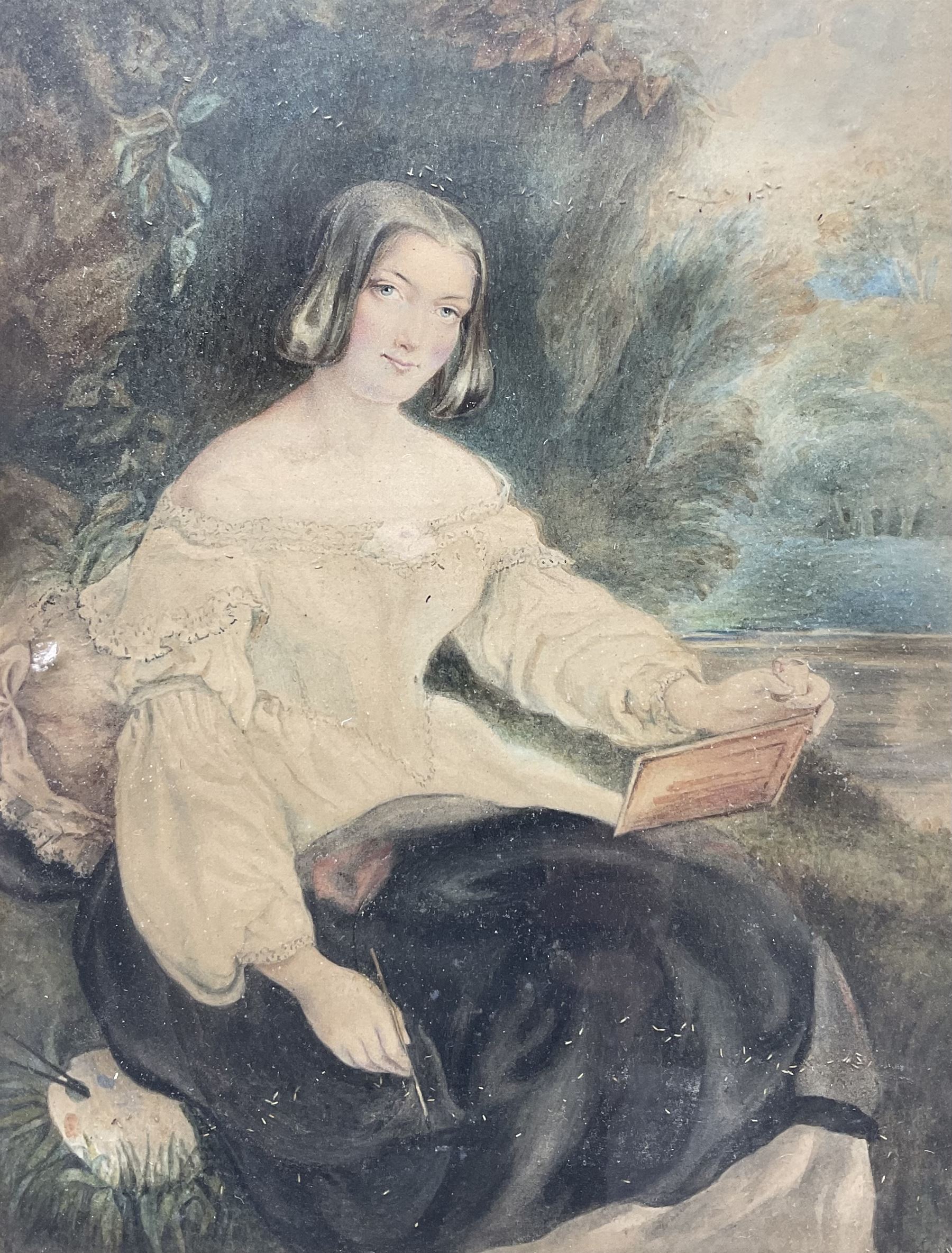 English School (Late 19th Century): Portrait of a Lady Painting, watercolour unsigned, inscribed 'S M Philipson - For Joseph Smallwood' verso, 23cm x 18cm