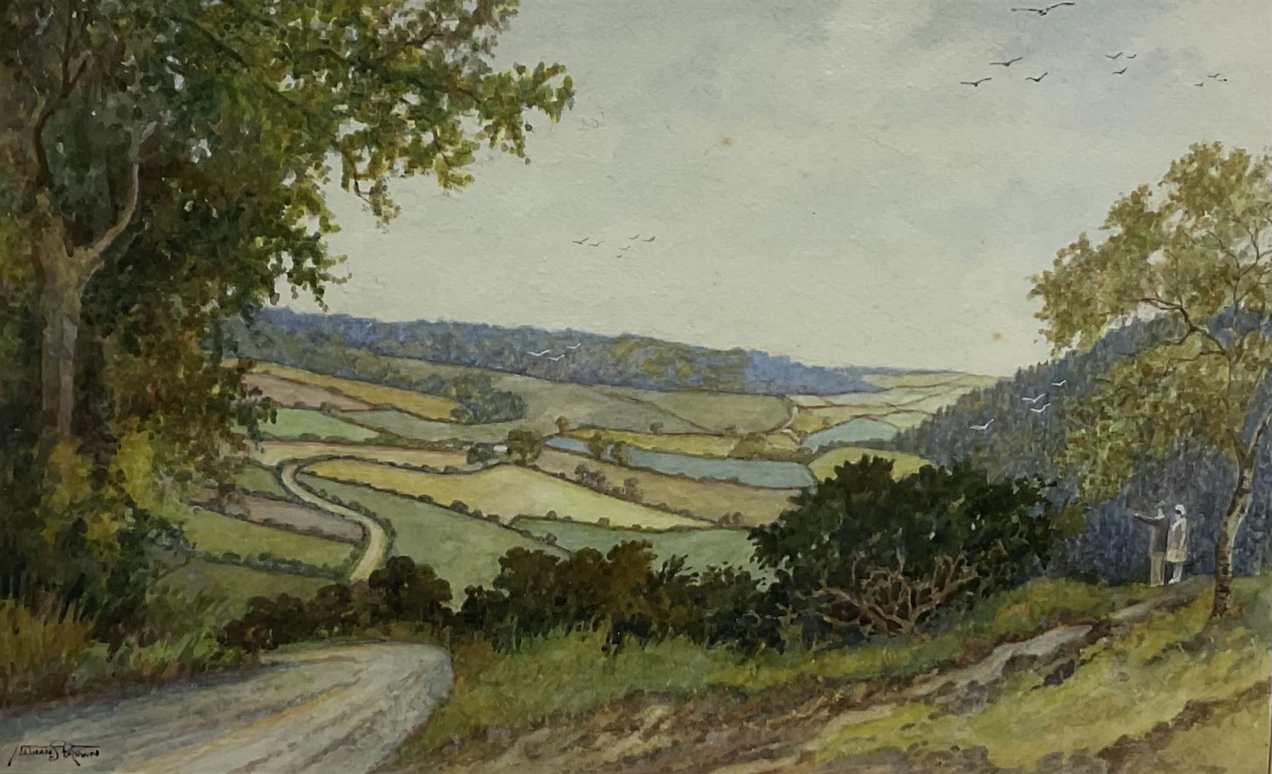 Nathan Stanley Brown (British 1890-1980): The Surprise View Troutsdale near Scarborough, watercolour signed 26cm x 42cm