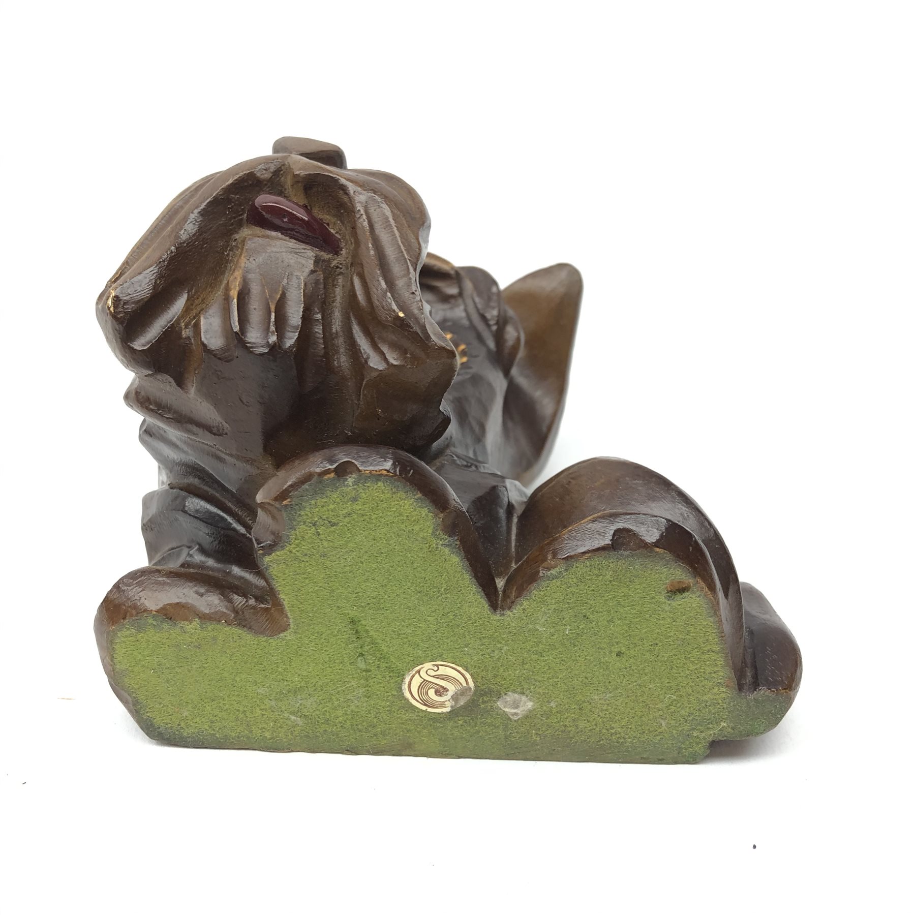 J. Oswald Black Forest Scottie Dog rotating eye clock, H15cm