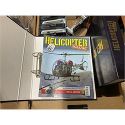Thirty-six Amer Czechoslovakia periodical issued metal models of helicopters in original packaging; with thirty-nine issues of 'Helicopter Magazine' in two original binders; together with eight Corgi Collection die-cast military models; all boxed; and two others with small display rack; in three boxes