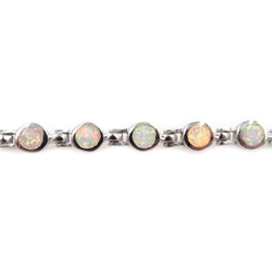  Silver opal line bracelet, stamped 925  