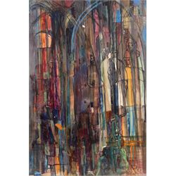 Lilian Marguerite Harrison (Yorkshire 20th Century): 'Mediaeval', oil on board signed, titled on National Society exhibition label verso, 55cm x 38cm 