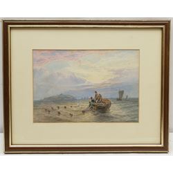 John MacPherson (British fl.1858-1891): Hauling the Nets off Inchkeith Scotland, watercolour signed 17cm x 25cm