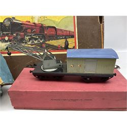 Hornby '0' gauge - three-rail electric train set with LNER Riviera Blue 4-4-2 locomotive 'Flying Scotsman' No.4472 and No.3 tender, No.2 Special Pullman Coach 'Loraine', No.2 Special Pullman Composite Coach 'Verona', goods wagon with Furniture Removals container, boxed Circuit Breaker, two boxes of Connecting Plates, boxed Terminal Connecting Plate and quantity of track; boxed with paperwork; together with Breakdown Van and Crane and Transformer No.T20A; both boxed