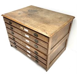 Early 20th century oak plan chest, six drawers