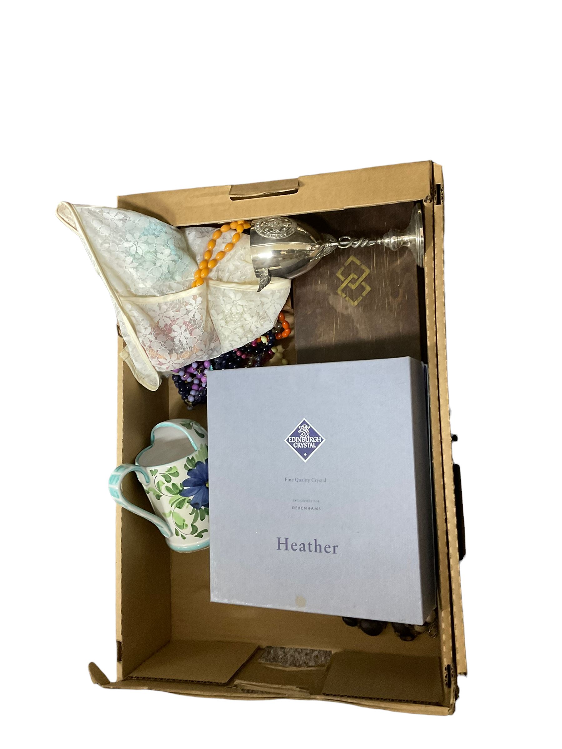 Pair of Edinburgh Crystal champagne flutes, together cased canteen of cutlery and other items, in three boxes  