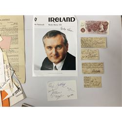 Collection of approximately  500 autographs, signed cards, signed letters, signed photographs etc from famous individuals including Sidney Godolphin, Berkeley Guise, Marquess of Salisbury (Prime Minister), Harold Wilson, Howard Macmillan, Edward Heath, Tony Blair, Prince Richard, Duke of Gloucester & Brigitte, Duchess of Gloucester, Prince Michael of Kent, Golda Meir, Kurt Waldheim, Peter Fraser, Robert Menzies, Hartley Shawcross, David Steel, Enoch Powell, Michael Foot, Denis Healey, Leon Brittan, David Owen, Neil Kinnock, Willie Whitelaw, Manny Shinwell, Norman Tebbit, Geoffrey Howe, Paddy Ashdown, Leslie Hore-Belisha, Samuel Hoare, Margaret Beckett, Michael Heseltine, Oswald Stool, Philip Ben Greet, Charles Santley, Joseph O'Mara, Ada Crossley, Ben Davies, Rutland Barrington, Evelyn Glennie, Moira Shearer, Brian Close, Steffi Graf, John Virgo, Daley Thompson, Brian Lara, Frank Bruno, Steven Spielberg, George Cukor, Leni Riefenstahl, Orson Welles, Paul Newman, Joe E.Brown, Charlton Heston, John Gielgud, Eric Sykes, Caroline Blakiston, Mercedes Ruehl, Beatie Edney, Joseph Cotton, Rula Lenska, Roy Hudd, Caroline Quentin, Ned Sherrin, Tony Britton, Lesley Joseph, Nigel Havers, Rory Bremner, Geraldine James, Clive Anderson, MyAnna Buring, Elkie Brooks, Alan Bennett, Gavin Ewart, Dean Koontz, Red Adair, Viv Nicholson, Gerald Scarfe, Screaming Lord Sutch, Maria von Trapp, Annie Besant, Reginal Bacon etc 