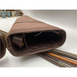 Canvas and leather mounted leg of mutton shotgun case to accommodate 74cm (29