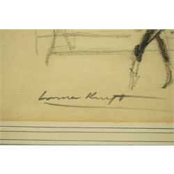 Dame Laura Knight (Staithes Group 1877-1970): 'Circus Rider and Horses', charcoal signed, titled on Peter Haworth label verso 25cm x 36cm 