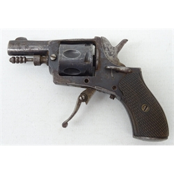  Belgian seven shot Starting pistol, top stamped Fritum, with safety lever, folding trigger and chequer walnut grip, barrel stamped Made in Belgium. L12cm    
