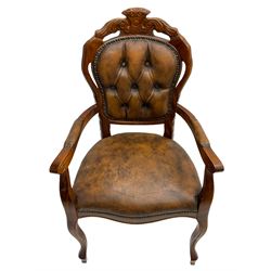 French style elbow chair in buttoned upholstery 