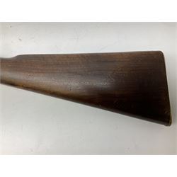 19th century D. & J. Fraser Edinburgh .577 Snider action gun, the 94cm barrel with three-groove rifling, three barrel bands and maker's name to top, full walnut stock with brass fittings, trigger guard inscribed J.D.M.,  L141cm