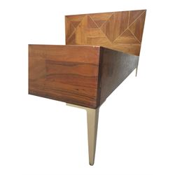 Barker & Stonehouse - contemporary chestnut king size bed frame, with geometric inlaid headboard and brass detailing, slatted base and tapered brass effect legs, together with Dreams ‘Reynolds 1000’ pocket sprung mattress