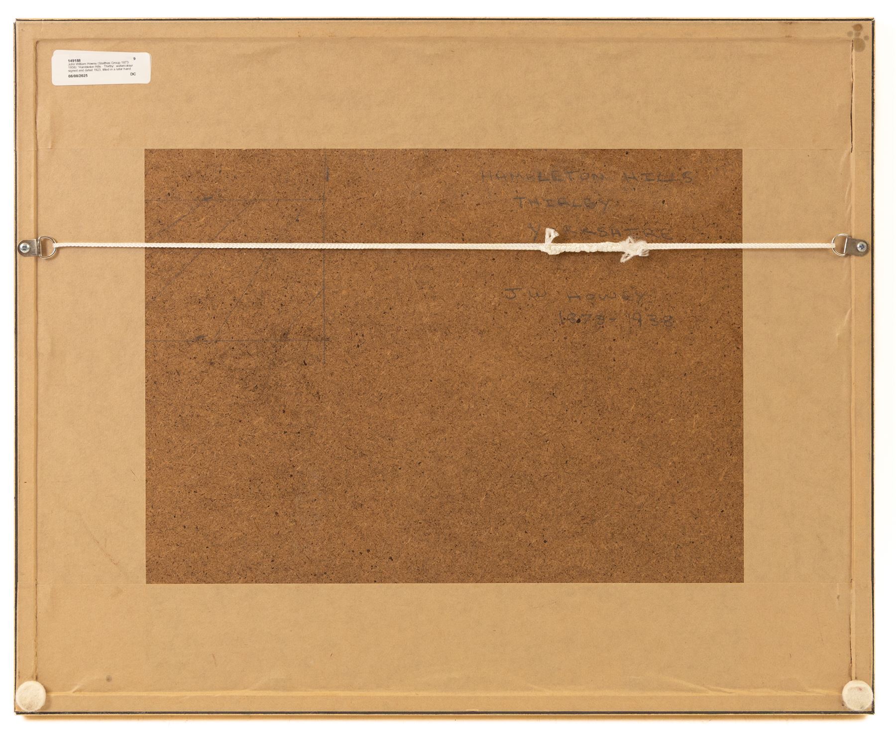 John William Howey (Staithes Group 1873-1938): 'Hambleton Hills - Thirlby', watercolour signed and dated 1923, titled in a later hand verso 26.5cm x 36cm