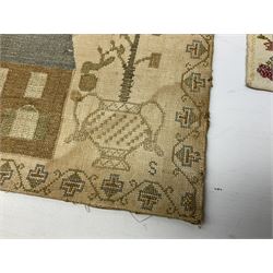 Two 19th century needlework samplers, comprising an example worked with the alphabet by Mary Easingwood 1844, together with a larger example by Sarah Starther, largest example H52cm 