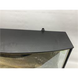 Taxidermy; Cased Mirror Carp (Cyprinus carpio carpio) a large preserved skin mount 
in a naturalistic setting set against blue painted back drop, enclosed within a glass bow fronted case, the interior bearing a label 'Carp Redmire Lake 12 lb 4 oz Oct 67' H42 cm W87 cm D27 cm