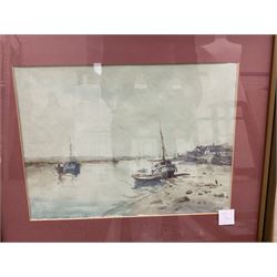 Jack Cox (Norfolk 1914-2007): Estuary, watercolour signed, together with two continental watercolours and a NA Sherwood landscape oil, max 28cm x 38cm
