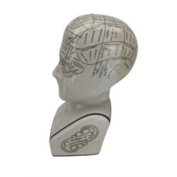 Ceramic Phrenology bust after L.N. Fowler, with crackle glaze finish, H29cm