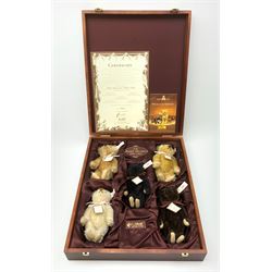 Steiff limited edition British Collector's Baby Bear Set 1989-1993, No.439/1847, comprising five small teddy bears in fitted wooden box with certificate and Club brochure