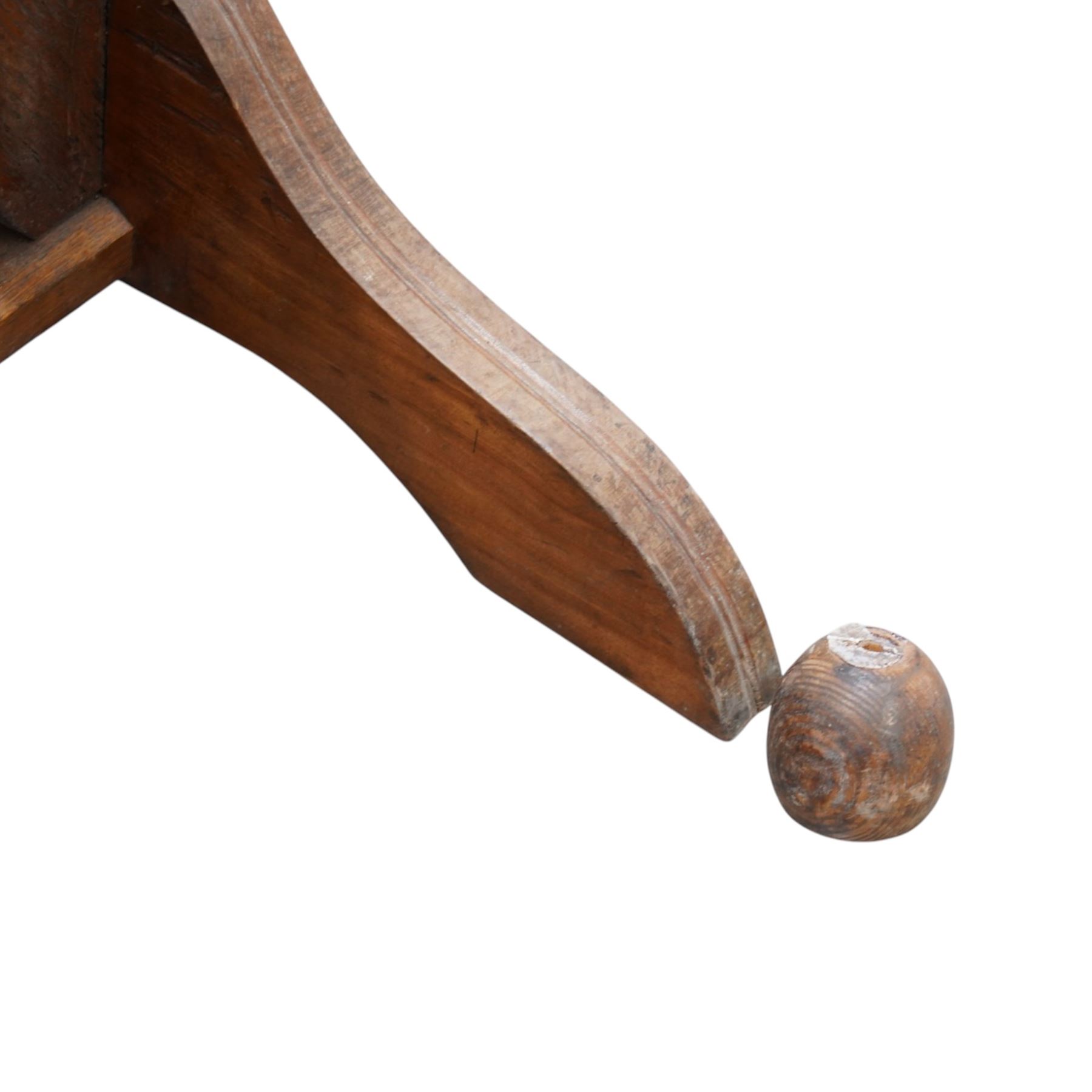 Carlton's - early 20th century weight bearing saddle stand, the top part allowing for the movement of the saddle, on curved oak trestle, marked Carlton's Registered