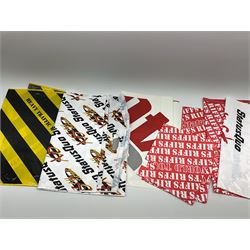 Status Quo: The Official 40th Anniversary Limited Edition book No.926/3000 with certificate signed by Rossi and Parfitt. Duplicate signatures by Rossi and Parfitt on pages within the book. Denim dustjacket; 'From The Makers Of ....' boxed set of three LP records in circular blue tin; and quantity of tour carrier bags