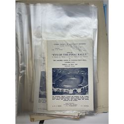 Collection of football memorabilia belonging and relating to the Hull based referee Frank Coultas, including 9ct gold Referee's medal for the 1957 Aston Villa v Manchester United FA Cup Final, inscribed 'The Football Association, F.B Coultas, F.A. Challenge Cup Competition, Final Tie 1957', hallmarked and in original case; the kit worn by him to referee the 1957 FA Cup Final and ephemera relating to the match including photographs, programmes and tickets; together with other football memorabilia collected by Frank Coultas, including programmes, photograph and ticket stubs, with some items relating to the 'Busby Babes'