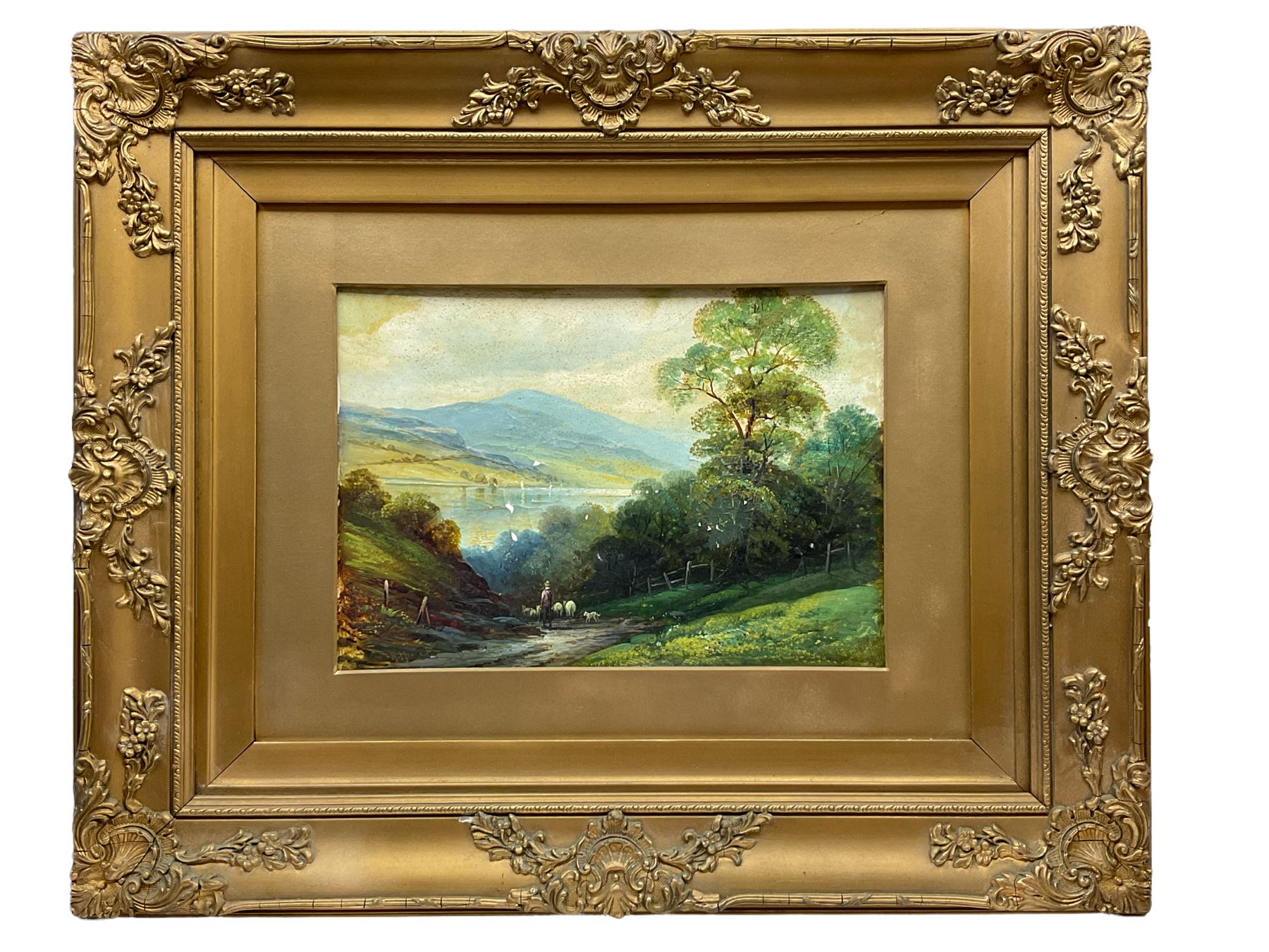 Harry Halsey Meegan (AKA Walter Linsley Meegan) (British c1860-1944): Figures in an Open Landscape, oil on board signed 24cm x 34cm