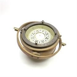 Einar Weilbach & Co Copenhagen Denmark ship's brass cased compass with gimbal mount, no. A231, serial no. 23673, D29cm