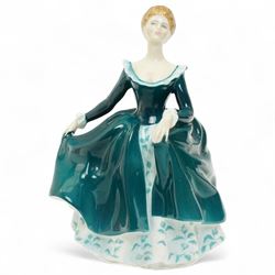 Collection of nine Royal Doulton figures, comprising 'Top o' The Hill' HN1834, 'Goody Two Shoes' HN2037, 'A Child From Williamsburg' HN2154, 'Spring' HN1885, 'Valerie' HN2107, 'Janine' HN2461, 'Bunny' HN2214, 'Peggy' HN2038 and 'Penelope' HN1901 (9)