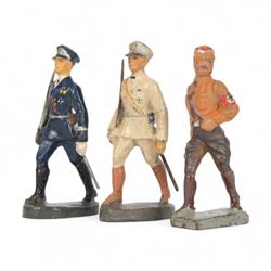 Three Lineol figures of SA Leader,  possibly Italian personalities 7cm