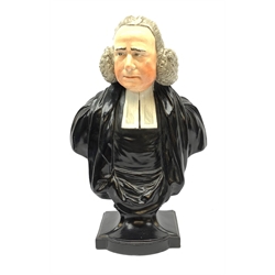 An Enoch Wood Staffordshire bust, modelled as The Rev George Whitfield, with relief plaque verso, upon spreading base, H32.5cm. 
