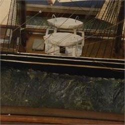 Early 20th century fully rigged waterline model of the Cutty Sark, contained within a glazed wooden case, case H54.5cm