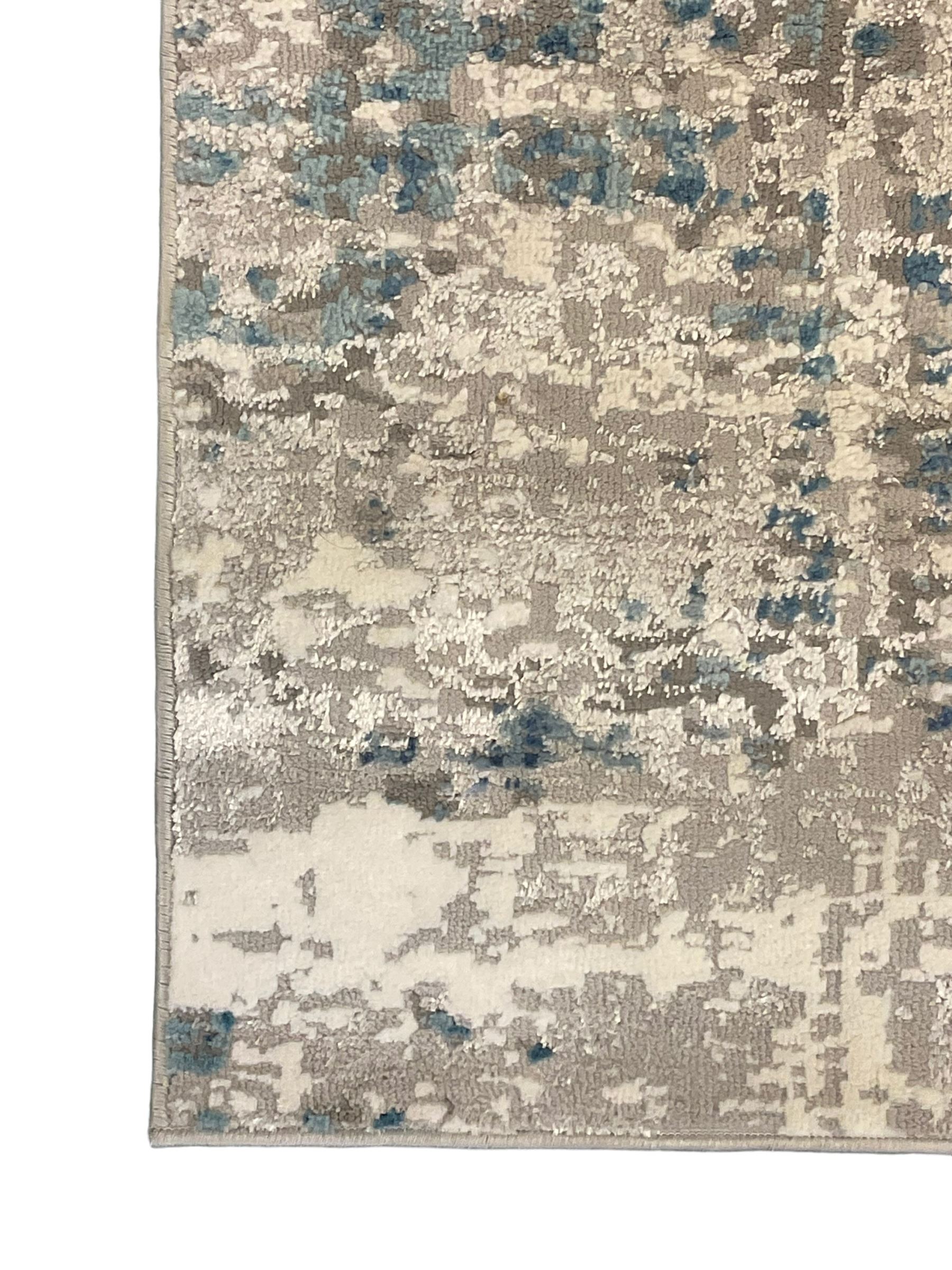 Contemporary abstract rug in blue and grey shades 